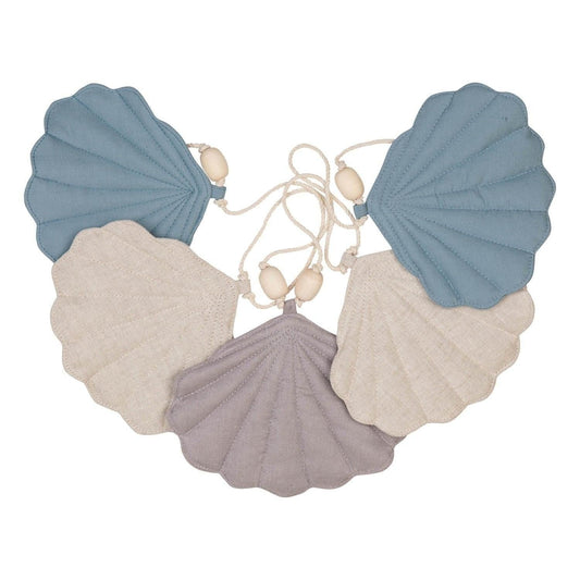 Moi Mili Dusty Blue Shell Garland - Muted blue vegan velvet hanging bunting