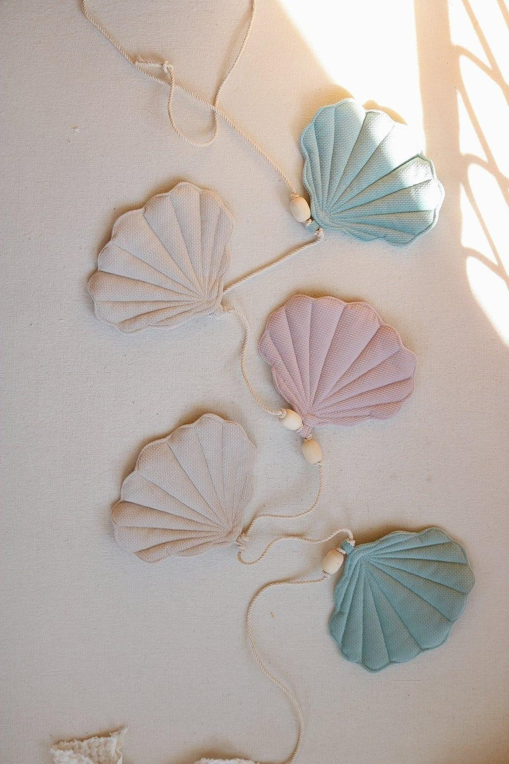 Handmade in Poland: OEKO-TEX certified decorative shell garland in late summer earth tones