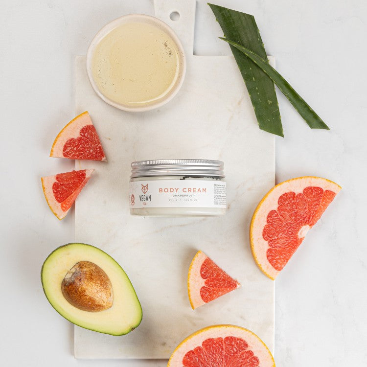 Detail of Vegan Fox Grapefruit Body Cream, 200 g natural vegan skincare product - That Green Store