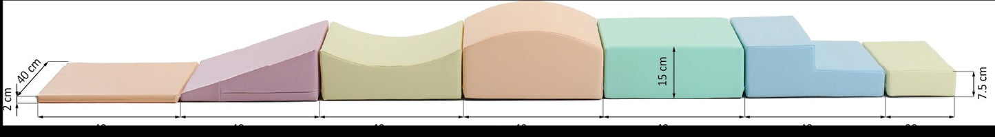 Soft Play 7 Foam Block Set - Light Pastel Little Crawler