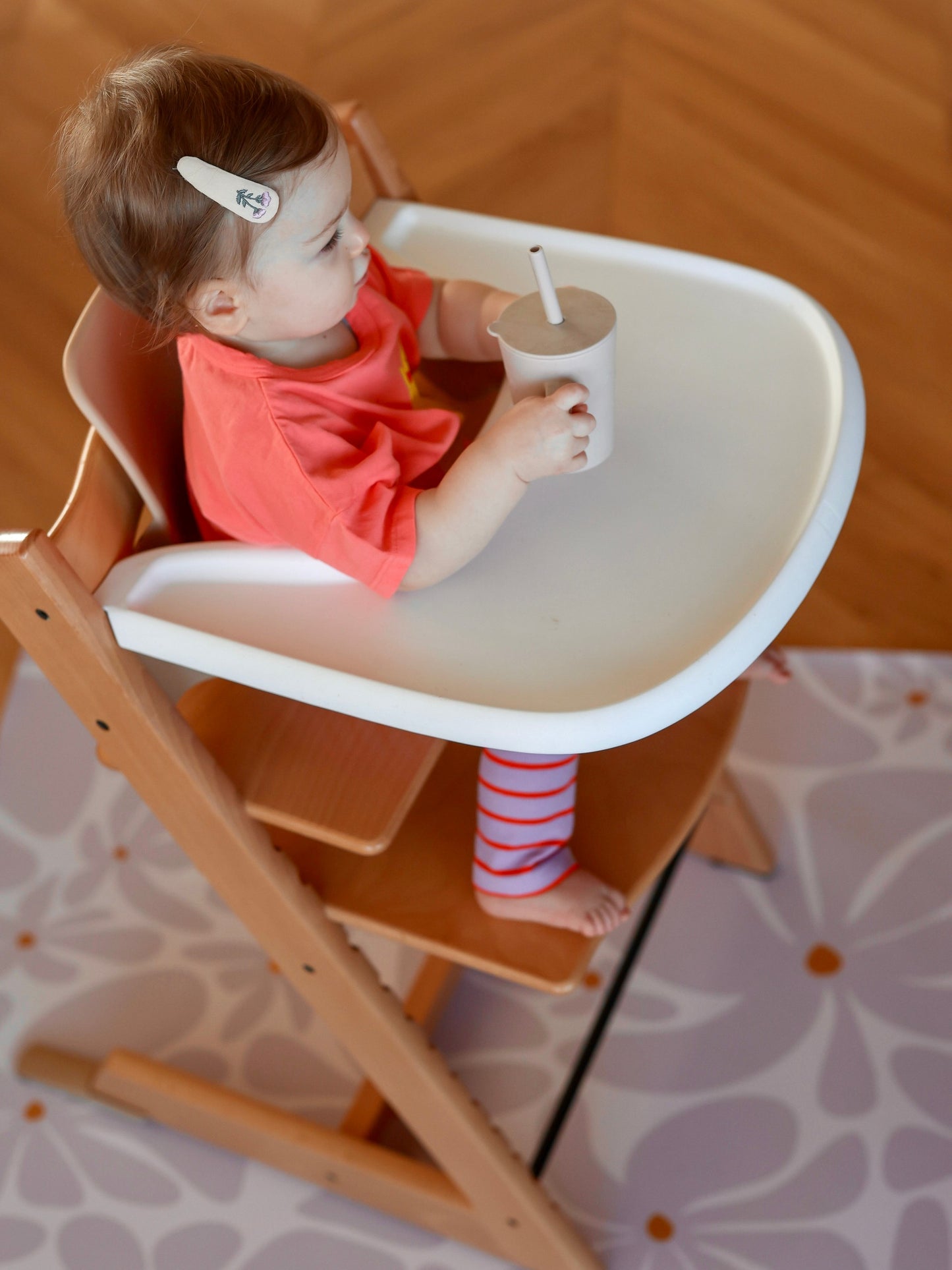 Kids Mealtime Floor Mat, Non-Slip & Waterproof - Daisy Lavender