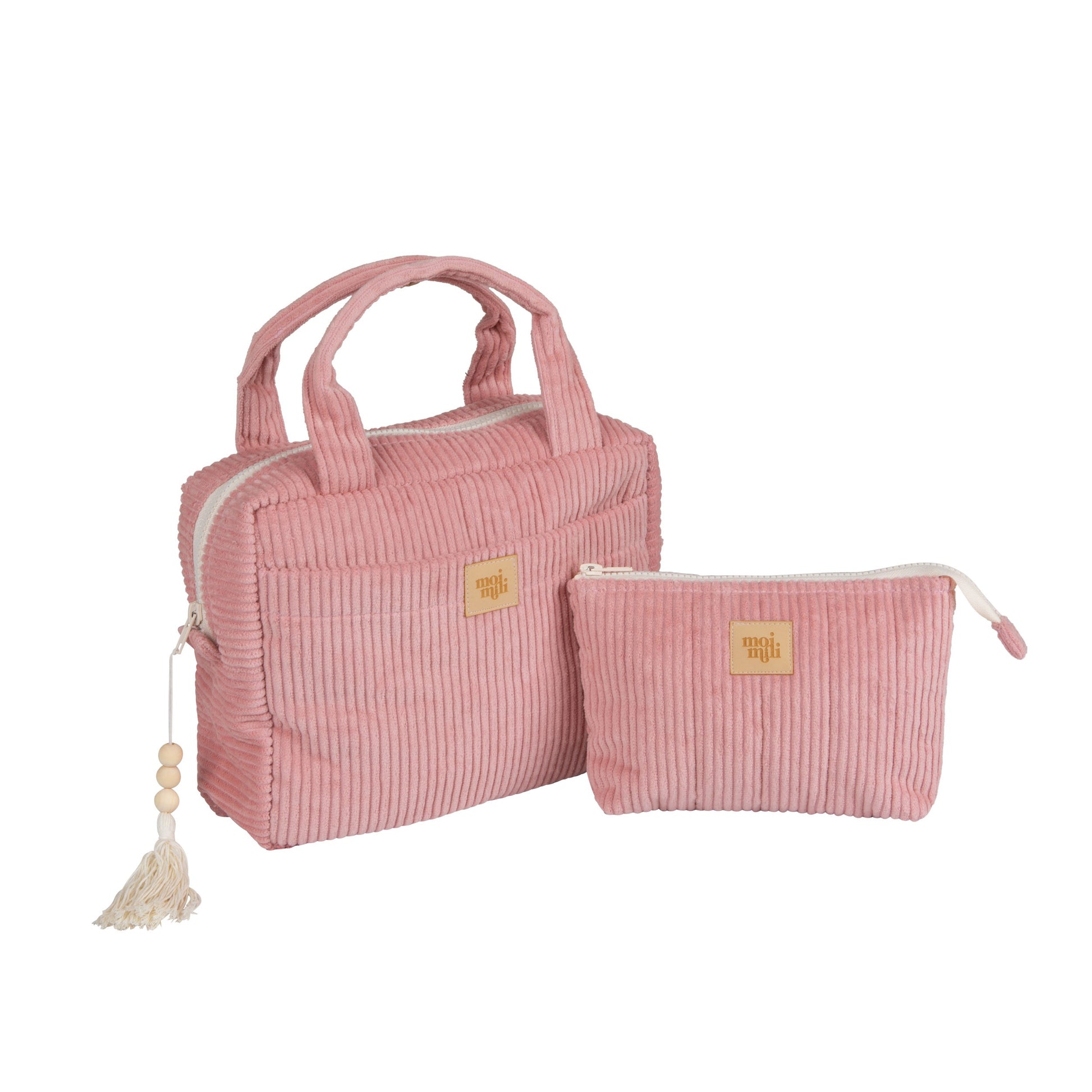 Moi Mili Make-Up Bag Set of 2 Baby Pink - Large and small cotton pouches