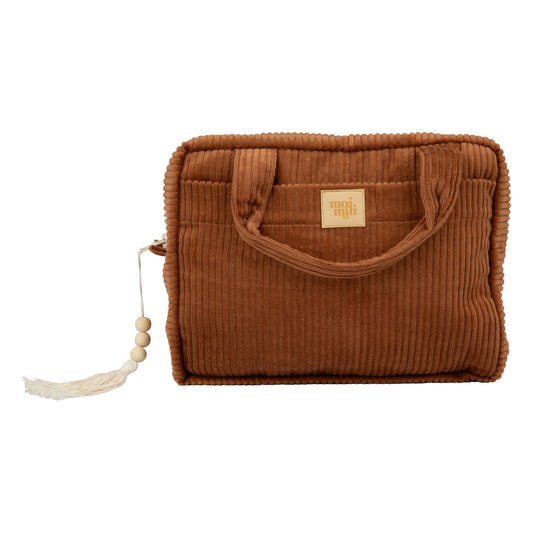 Waterproof lining detail of the Caramel cotton cosmetic bag