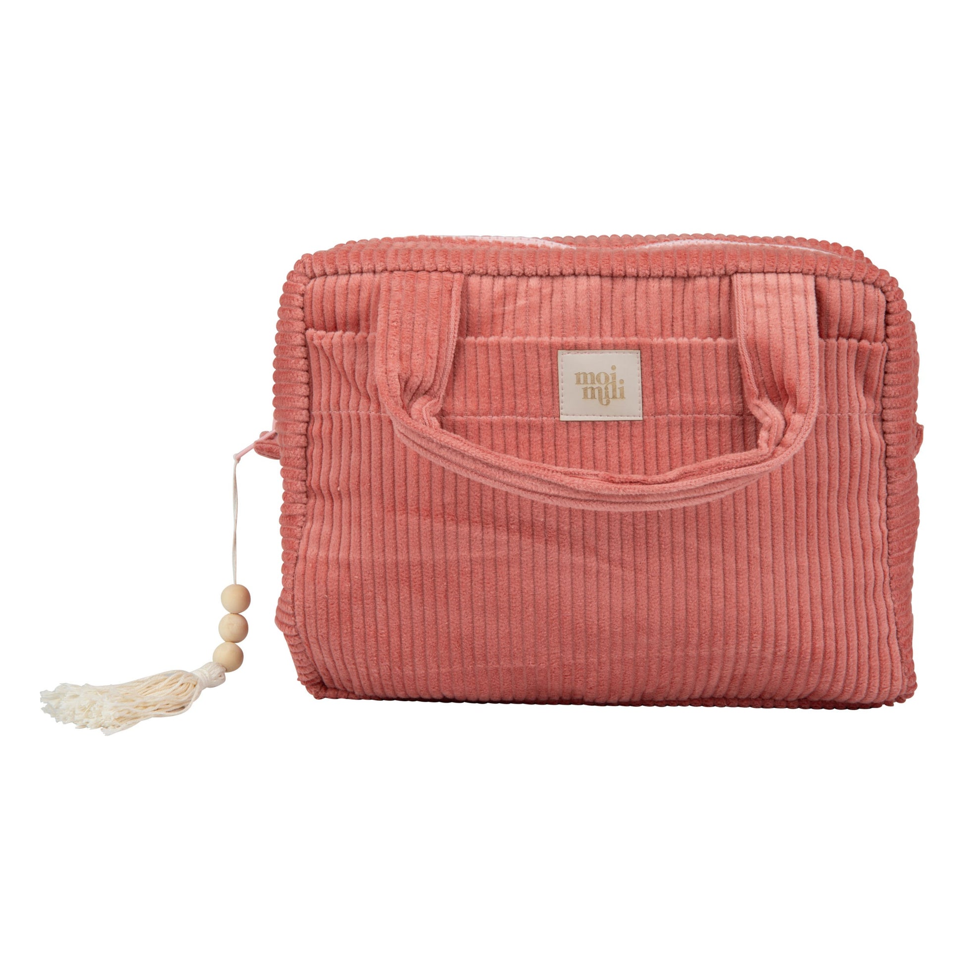 Moi Mili Make-Up Bag Set of 2 Coral - Vibrant cotton travel pouches-Large Pouch