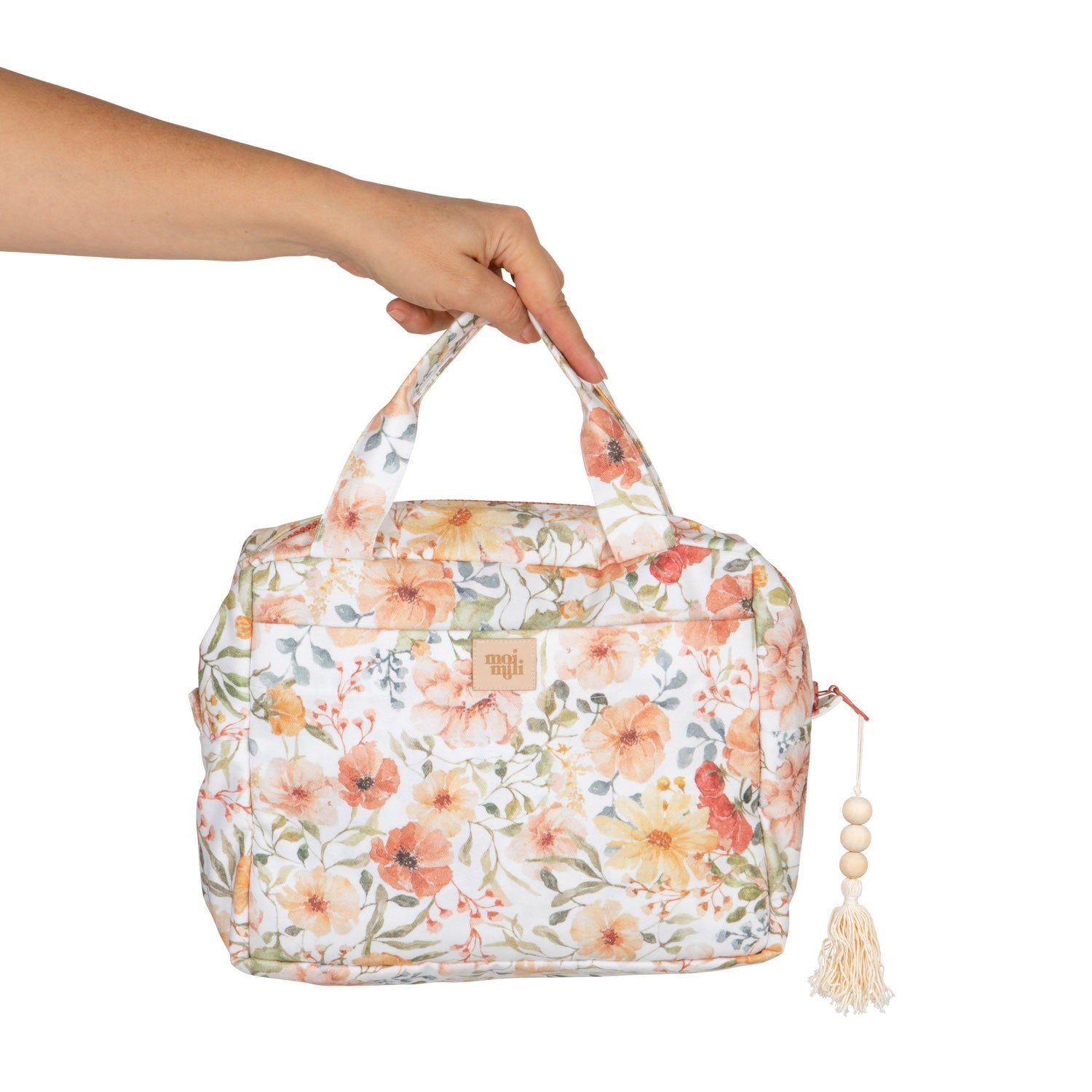 Moi Mili Large Make-Up Bag Flower Power - Floral cotton pouch detail