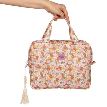 Moi Mili Large Make-Up Bag Green Garden - Green floral cotton pouch