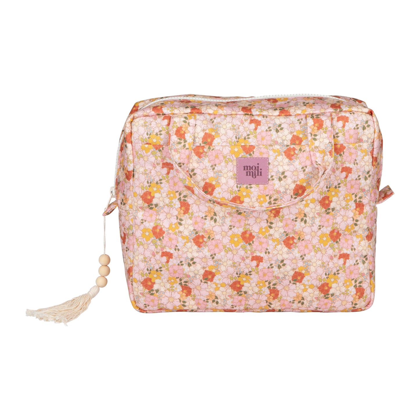 Moi Mili Large Make-Up Bag Spring Garden - Pastel floral cotton pouch