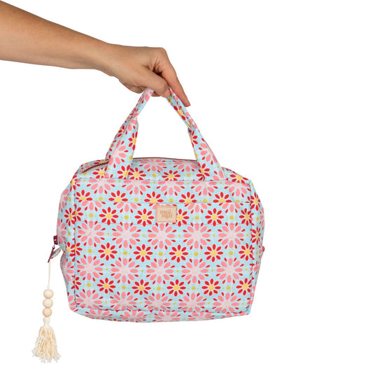 Moi Mili Large Make-Up Bag Red Flowers - Red floral cotton pouch