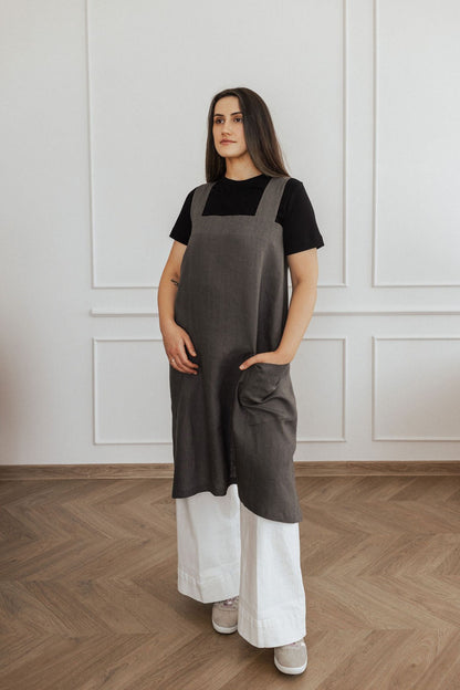 Linen Crossed Back Apron