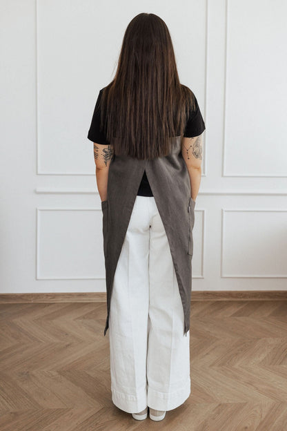 Linen Crossed Back Apron