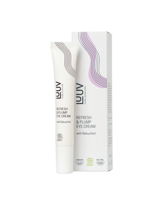 Refresh & Plump Eye Cream COSMOS, 20 ml - Targeted organic eye treatment for puffiness and lines by LUUV.