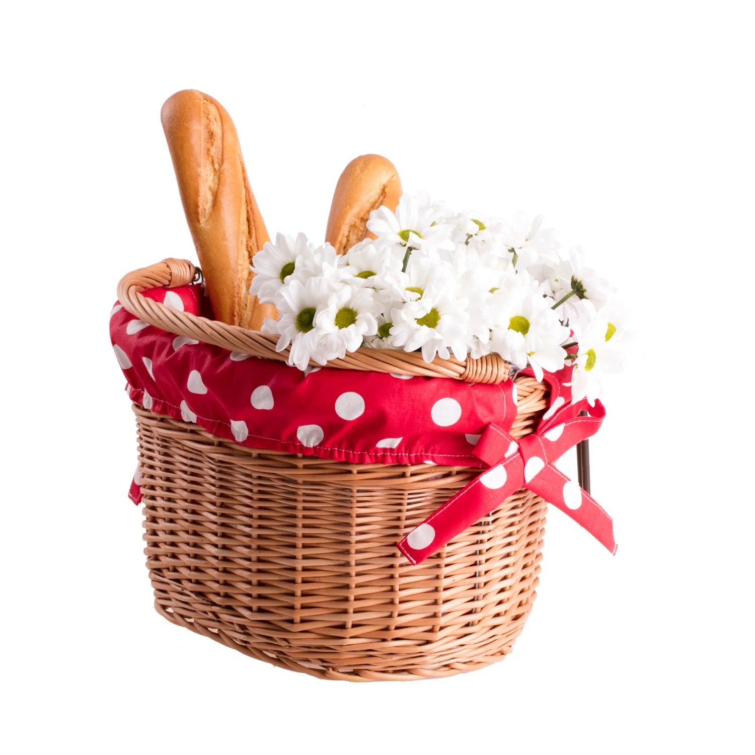 Natural wicker bicycle basket Magnus on a retro bike