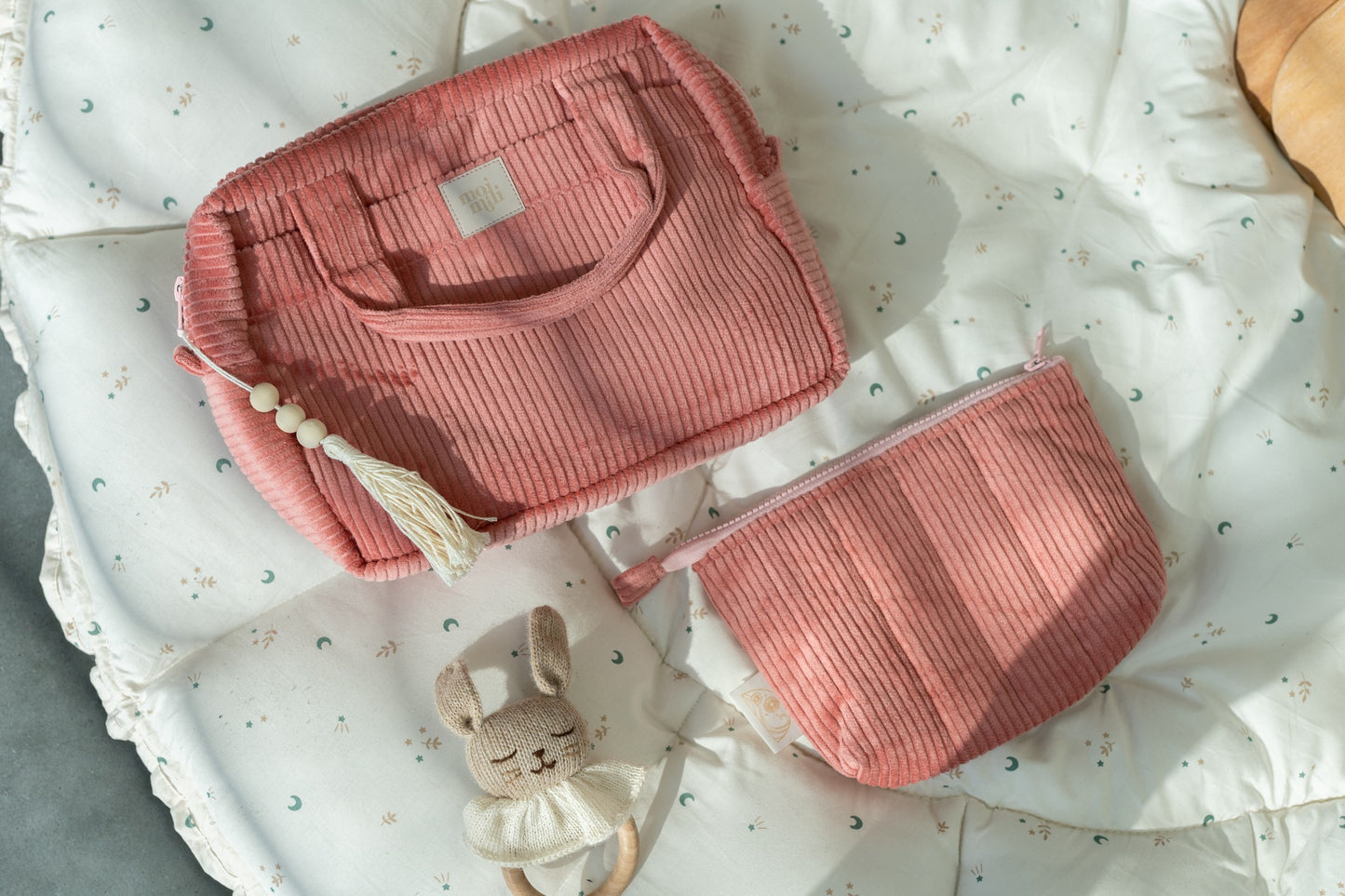 Waterproof inner lining and stitching detail of the Coral set