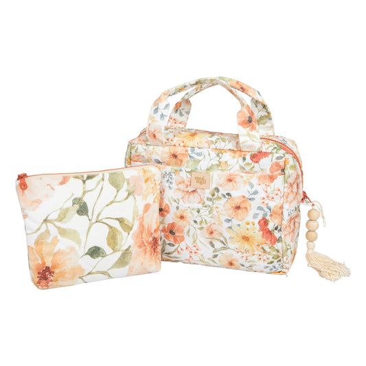 Moi Mili Make-Up Bag Set of 2 Flower Power - Floral cotton duo