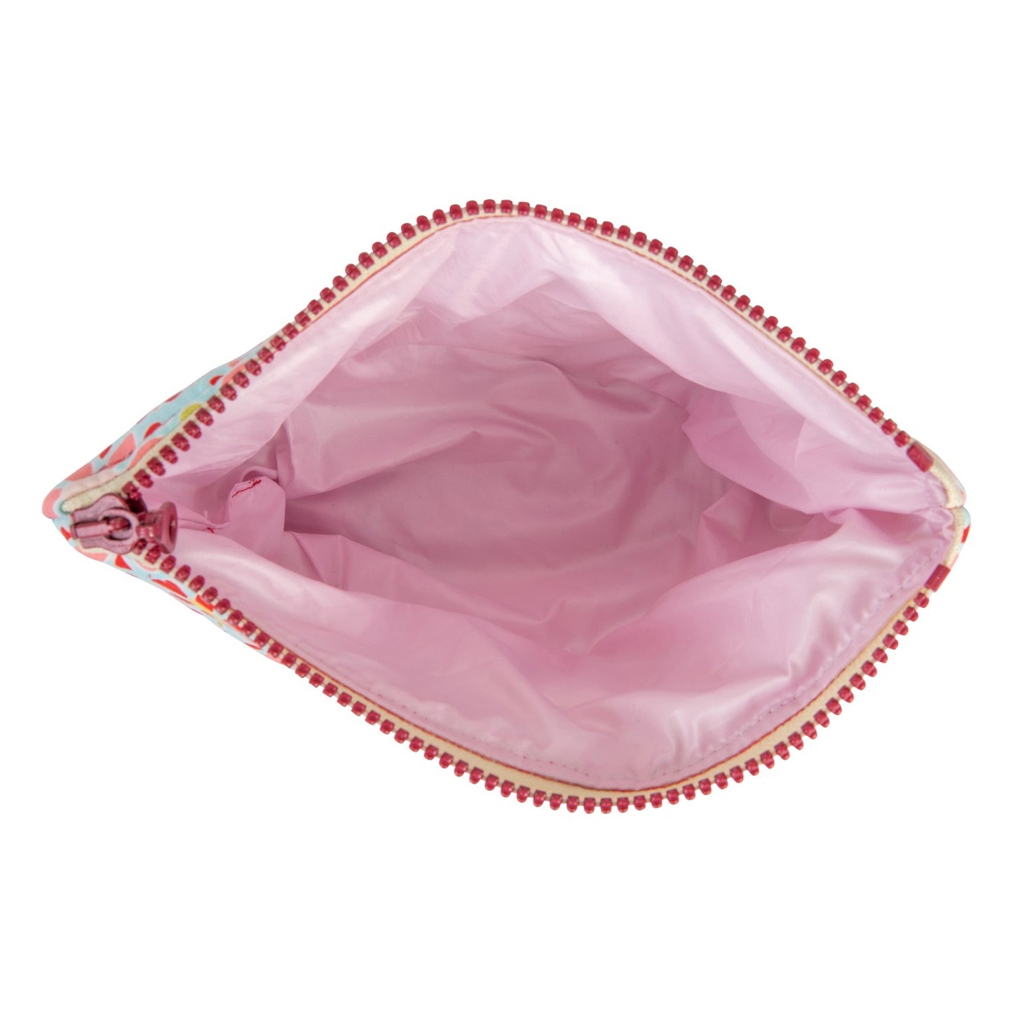 Moi Mili Make-Up Bag Set of 2 Red Flowers - Red floral cotton duo-Small Pouch Internal View