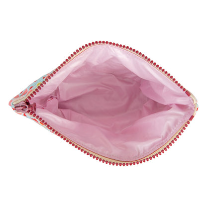 Moi Mili Make-Up Bag Set of 2 Red Flowers - Red floral cotton duo-Small Pouch Internal View