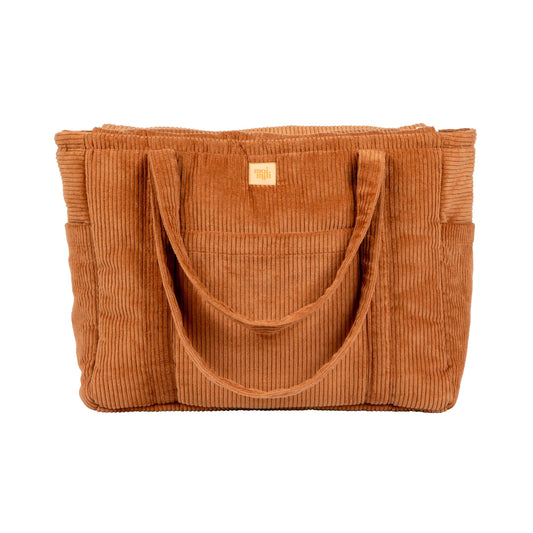 Moi Mili Caramel Mom Weekender Bag - Warm brown quilted cotton bag