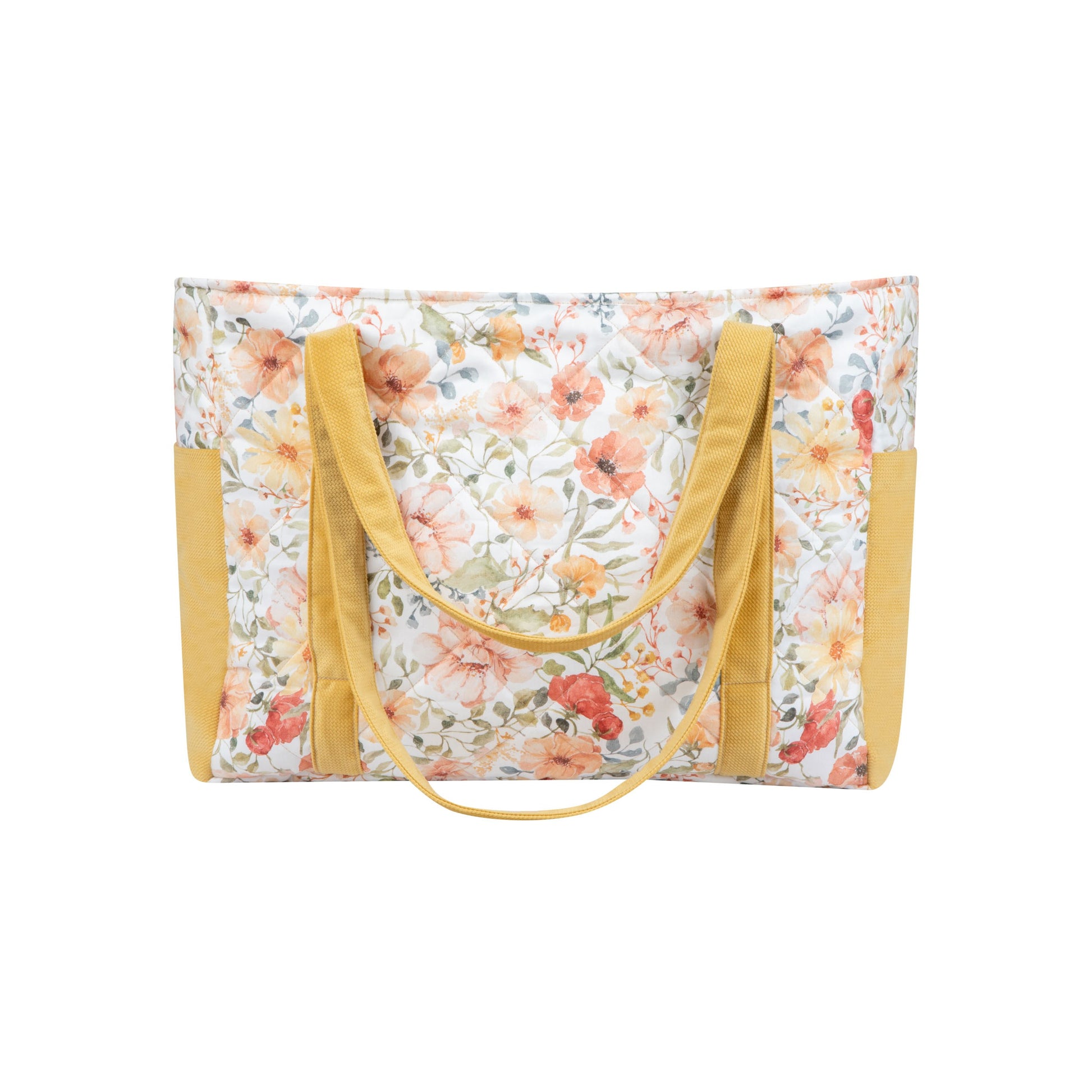Moi Mili Flower Power Mom Weekender Bag - Large floral quilted cotton bag-Back View