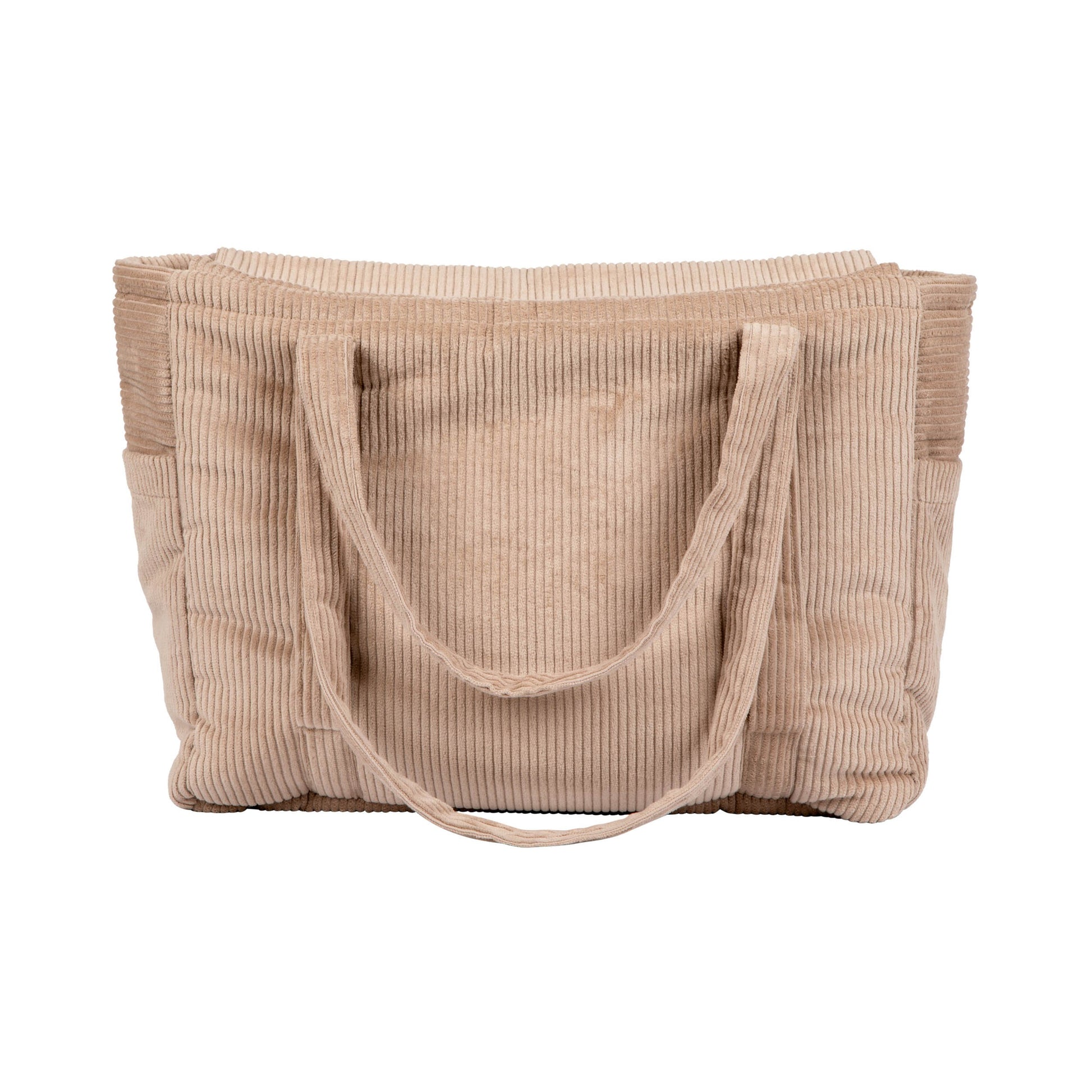 Moi Mili Latte Mom Weekender Bag - Neutral cream quilted cotton bag-Back View