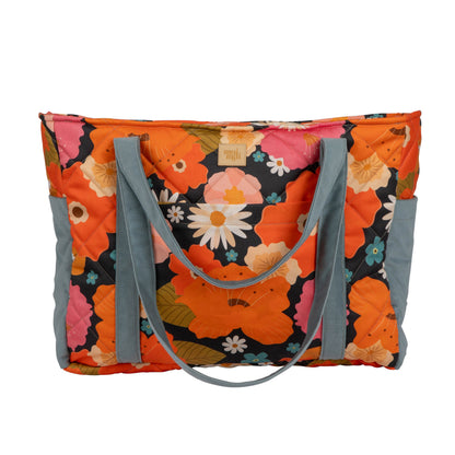 Moi Mili Picnic With Flowers Mom Weekender Bag - Large floral quilted cotton bag