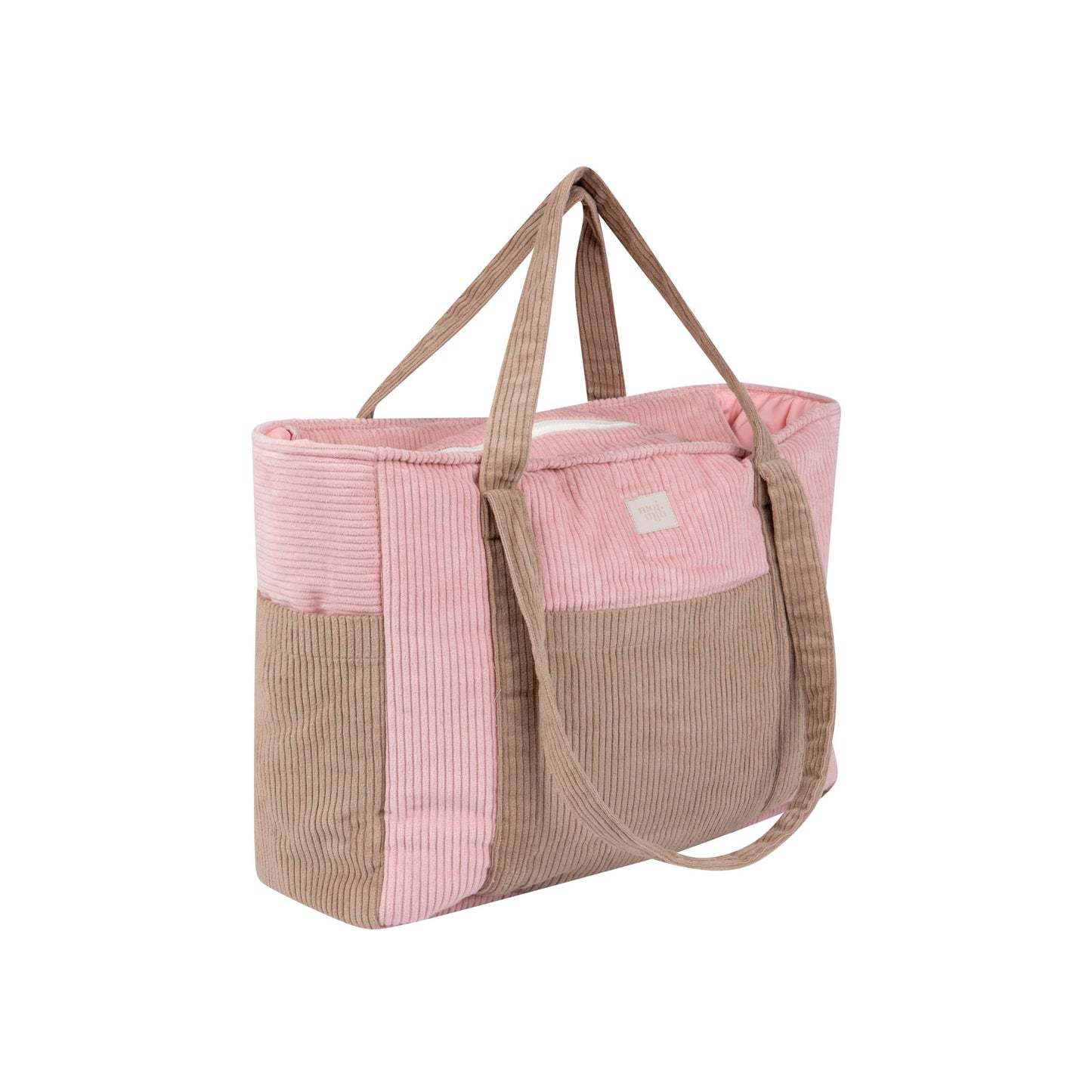 Moi Mili Pink Coffee Mom Weekender Bag - Dusty pink quilted cotton travel bag-Side View