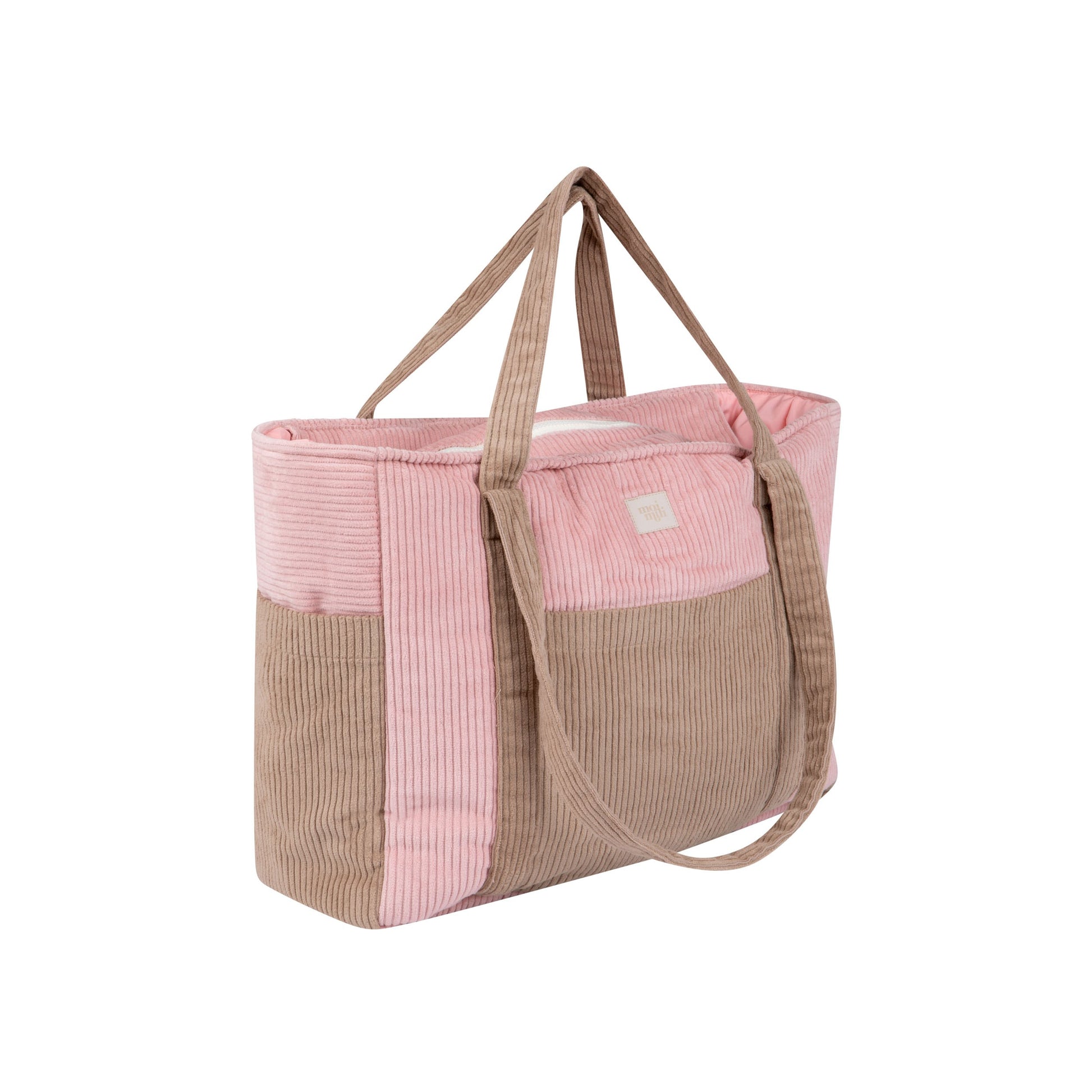 Moi Mili Pink Coffee Mom Weekender Bag - Dusty pink quilted cotton travel bag-Side View