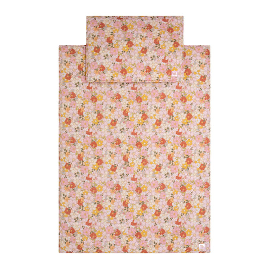 Moi Mili Spring Garden Muslin Set - Pastel floral cotton blanket and pillow