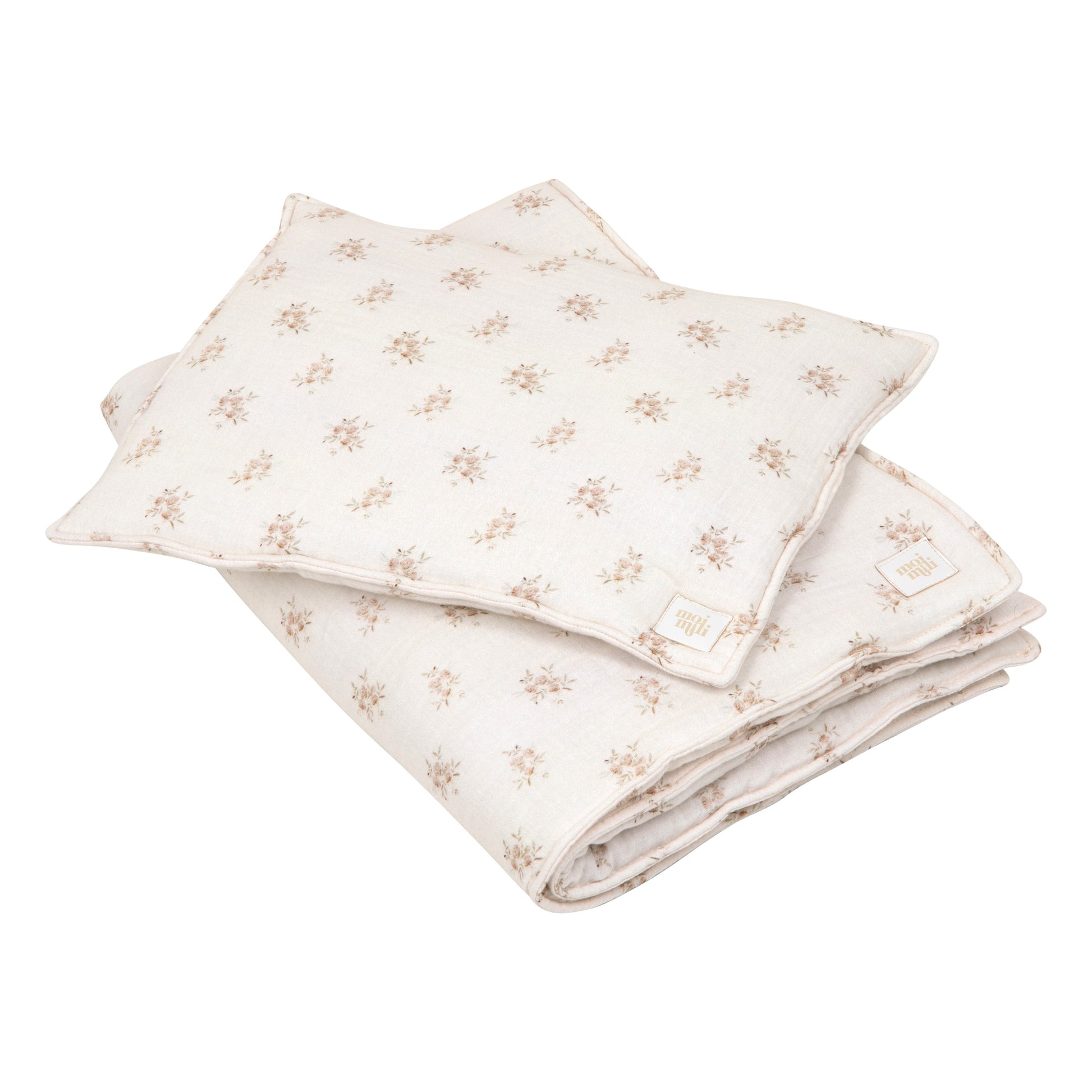 Moi Mili Boho Flowers Muslin Set - Floral cotton blanket and pillow duo