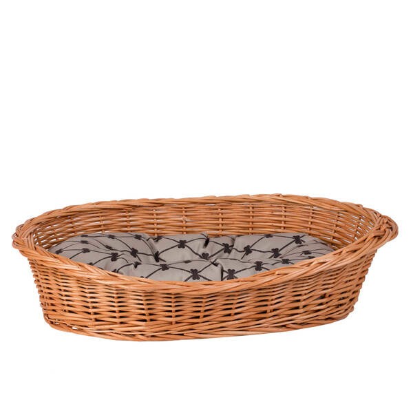 Natural Wicker Dog Bed Poppy With Cushion, 75x57 cm