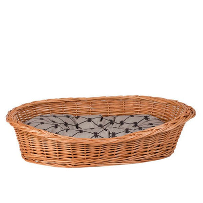 Natural Wicker Dog Bed Poppy With Cushion, 75x57 cm