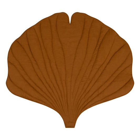 Moi Mili Ginkgo Leaf Playmat Caramel - Leaf-shaped baby mat in organic cotton and linen