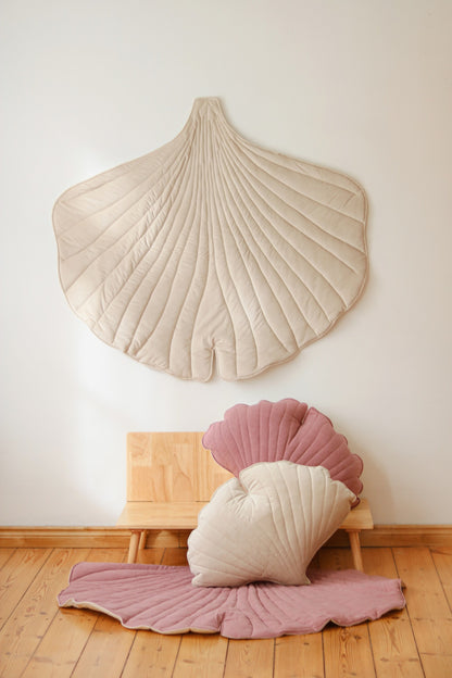Handmade in Poland: OEKO-TEX certified Cream velvet ginkgo playmat for nursery