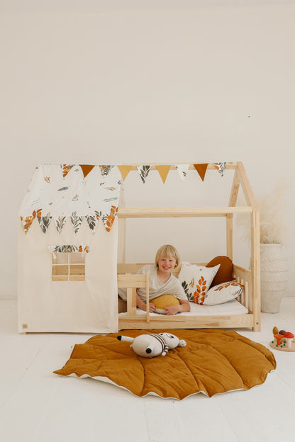 Handmade in Poland: OEKO-TEX certified Caramel linen playmat for nursery