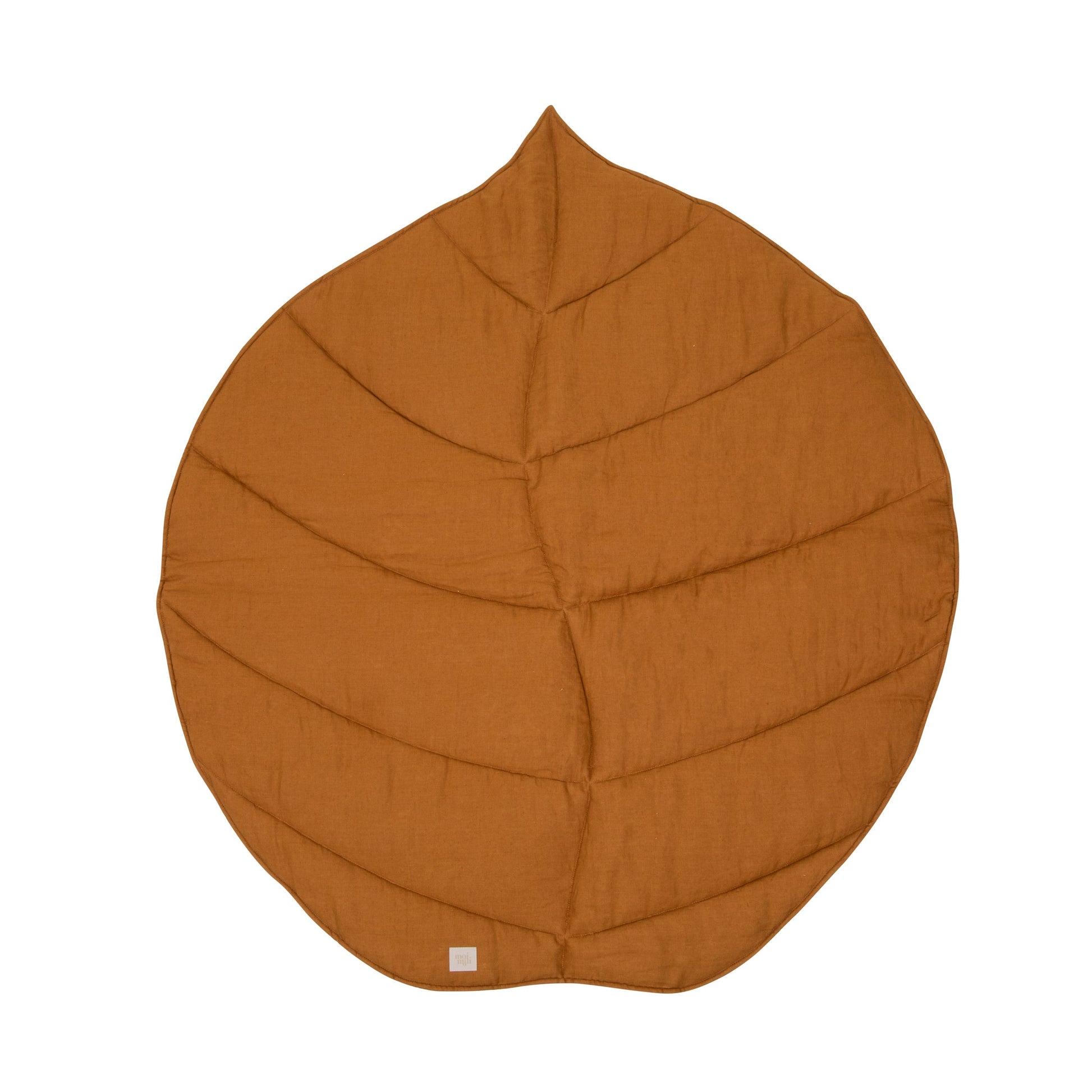 Moi Mili Leaf Playmat Caramel - Large leaf-shaped baby mat in organic cotton and linen
