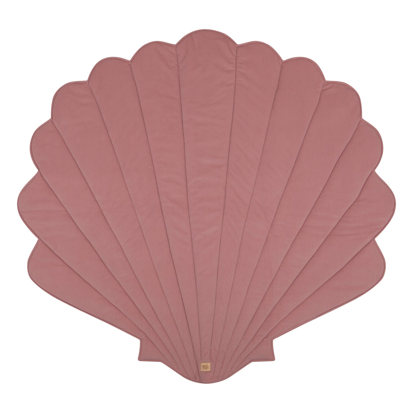 Premium velvet and organic cotton fabric texture of the Powder Pink shell-shaped mat