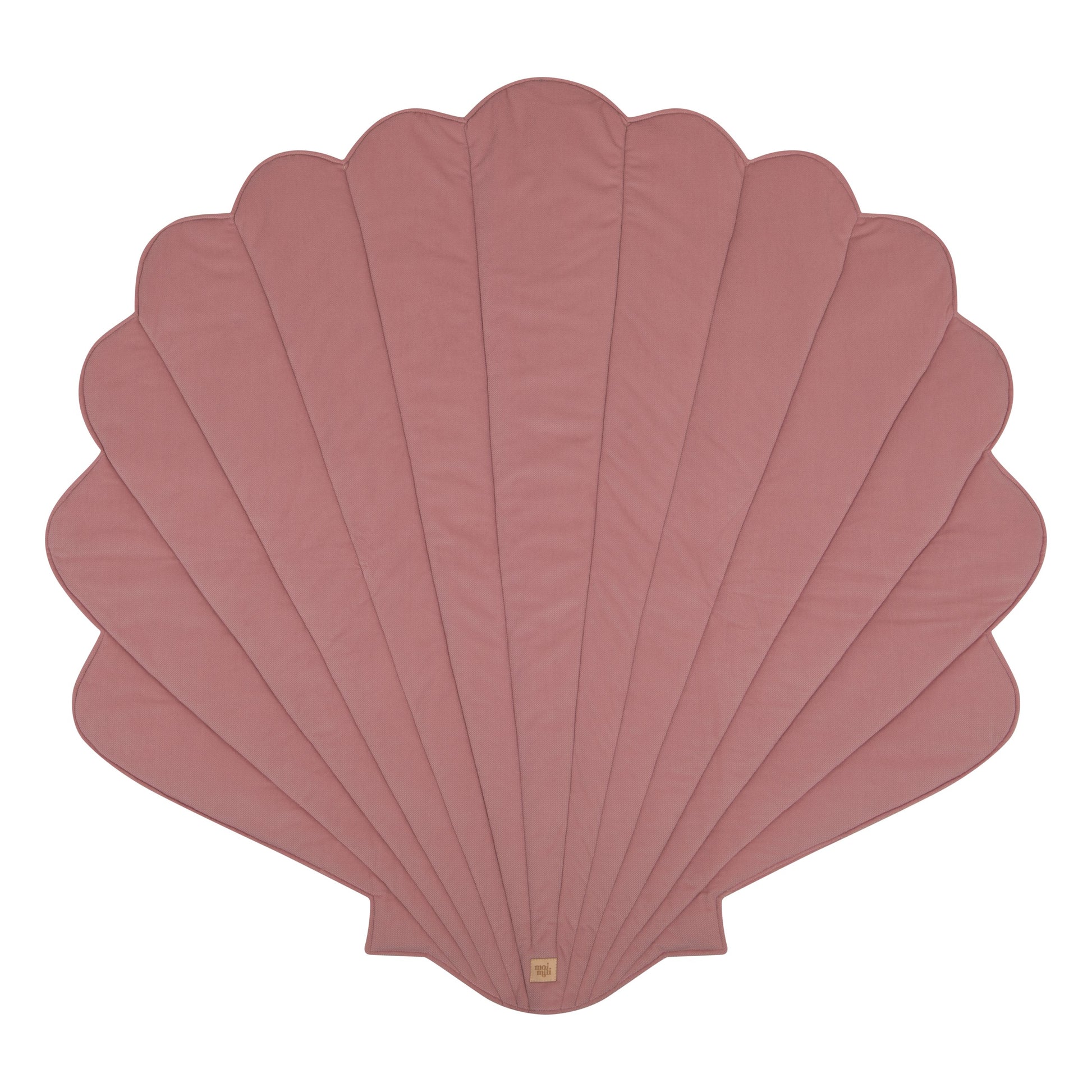 Premium velvet and organic cotton fabric texture of the Powder Pink shell-shaped mat