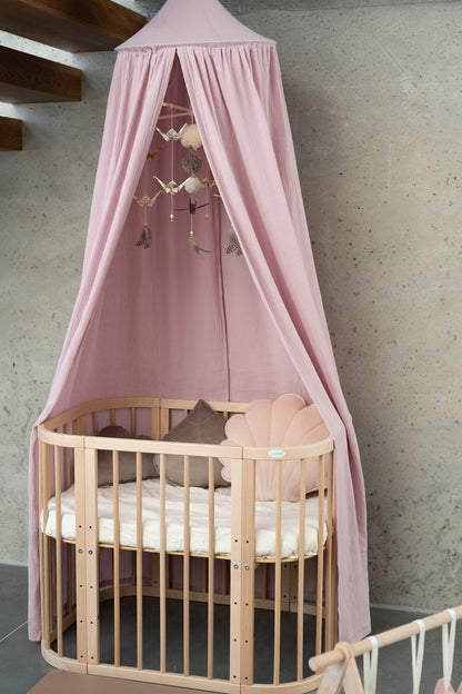 Moi Mili Baby Pink Organic Cotton Canopy - Soft pink hanging bed canopy in 100% cotton