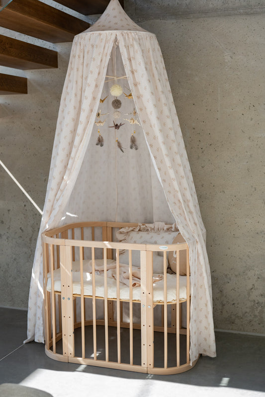 Moi Mili Boho Flowers Organic Cotton Canopy - Floral print hanging bed canopy in 100% cotton