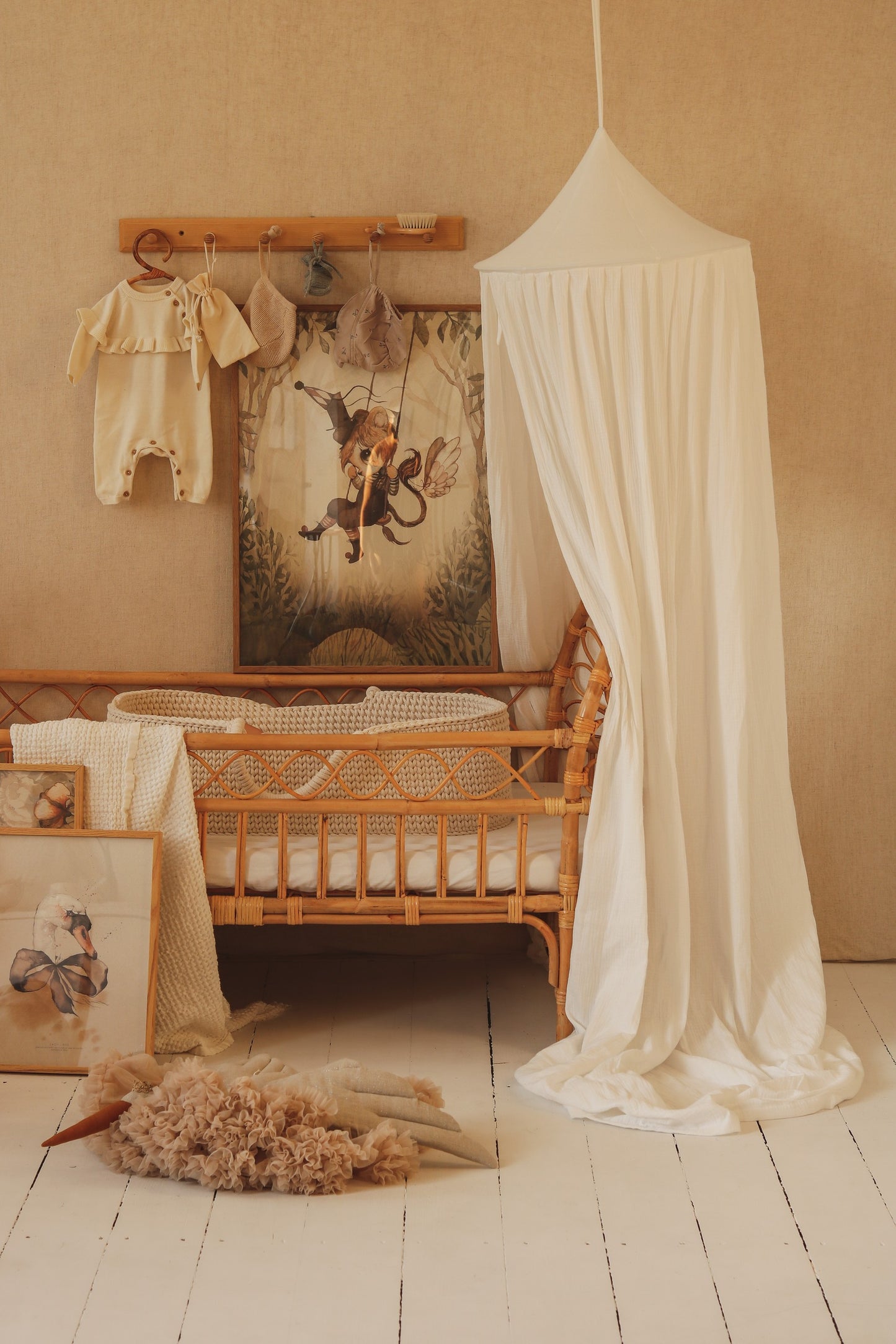 Handmade in Poland: OEKO-TEX certified cream organic cotton canopy for nursery