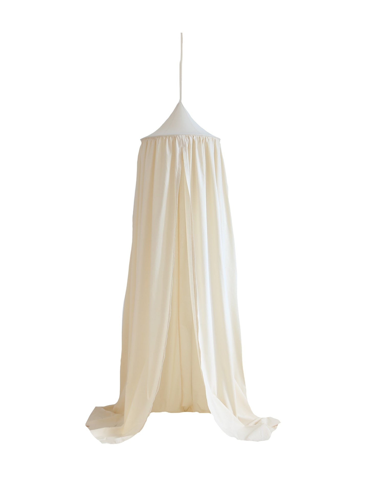 Front View Moi Mili Raw Cotton Organic Cotton Canopy - Natural unbleached hanging bed canopy