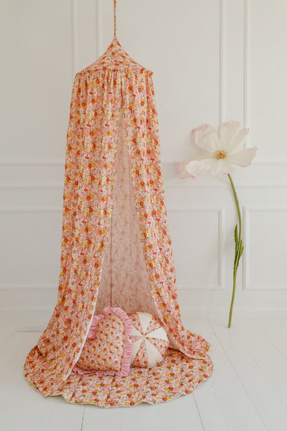 Moi Mili Spring Garden Organic Cotton Canopy - Floral print hanging bed canopy in 100% cotton