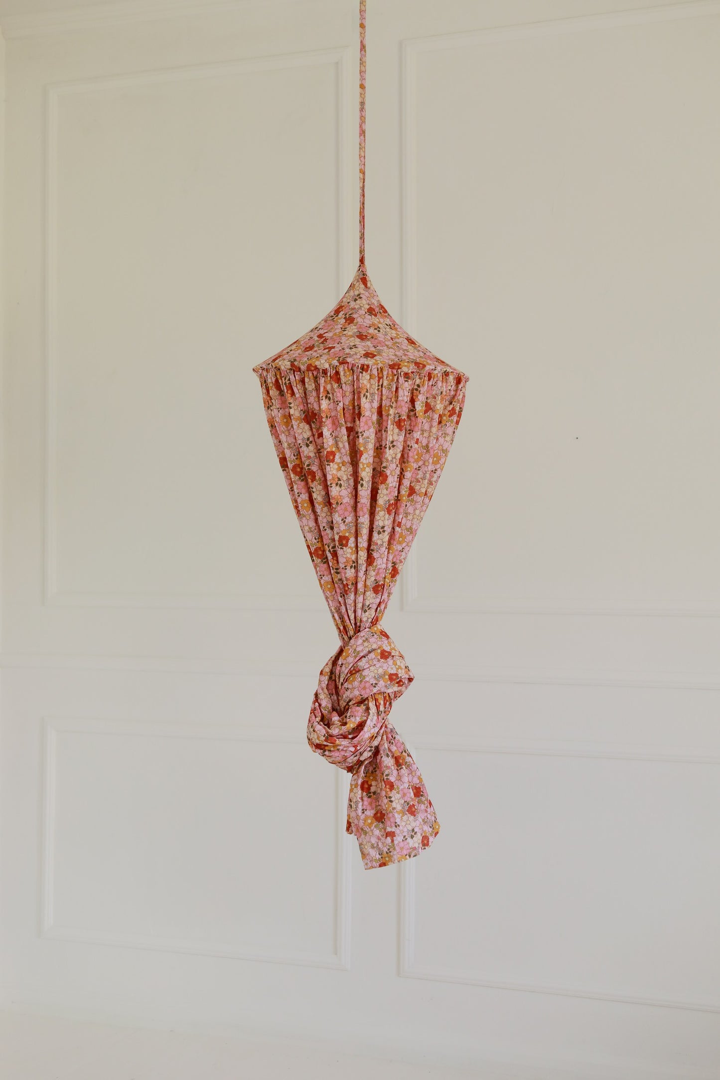 With Knot Moi Mili Spring Garden Organic Cotton Canopy - Floral print hanging bed canopy in 100% cotton