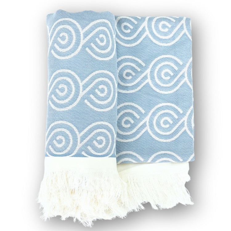 Extra large family beach towel 170x150 cm in bamboo - Blue