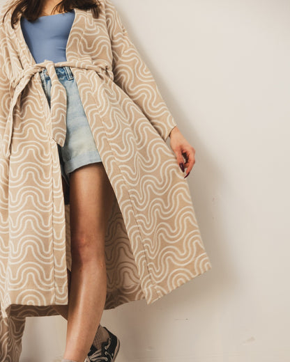 Full length view of stylish loungewear kimono - Sand