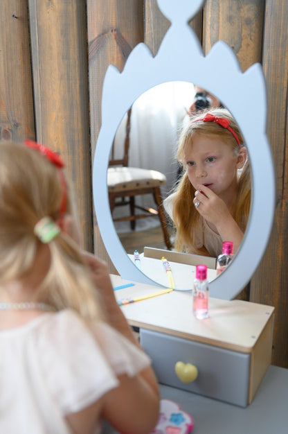 Princess Beauty Table with Mirror - Crown