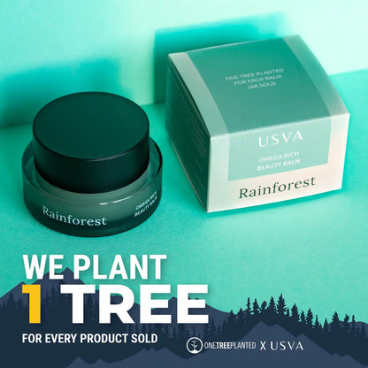 We plant 1 tree plan, Nourishing Rainforest face balm 30ml jar, handmade in Finland by USVA.