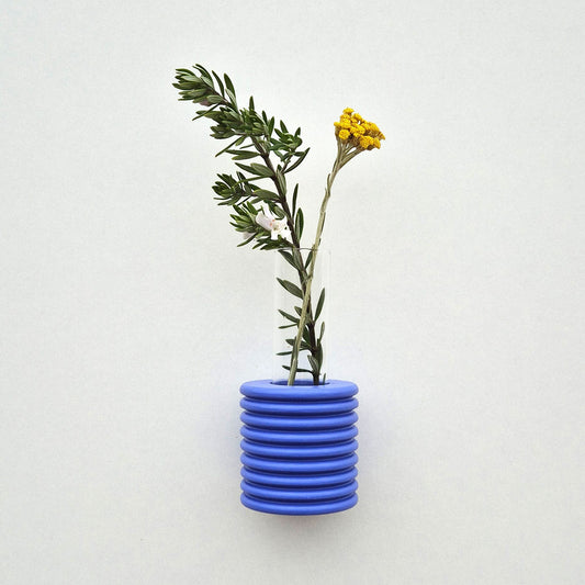Modern Ribble wall-mounted ceramic vase in Blue handmade in Portugal. Space-saving vertical garden decor with Carbon-Neutral Shipping.