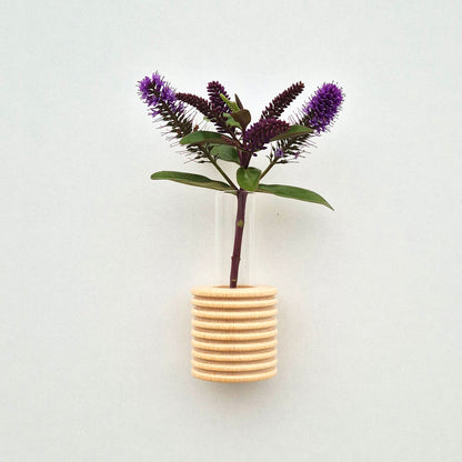 Modern Ribble wall-mounted ceramic vase in Wooden, handmade in Portugal. Space-saving vertical garden decor with Carbon-Neutral Shipping.