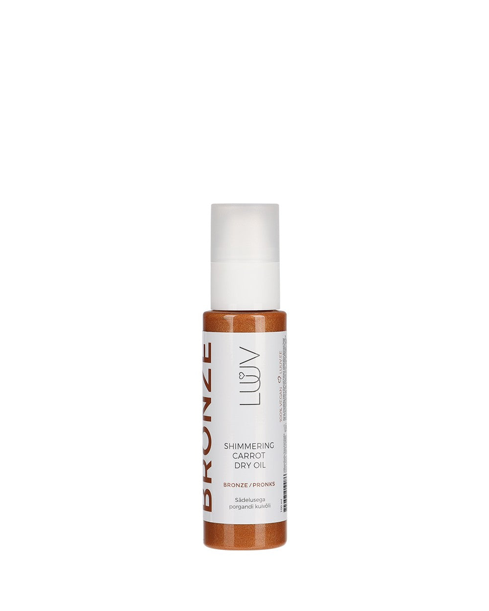 Shimmering Carrot Dry Oil Bronze, 100ml - Illuminating dry oil for a radiant bronze finish by LUUV.