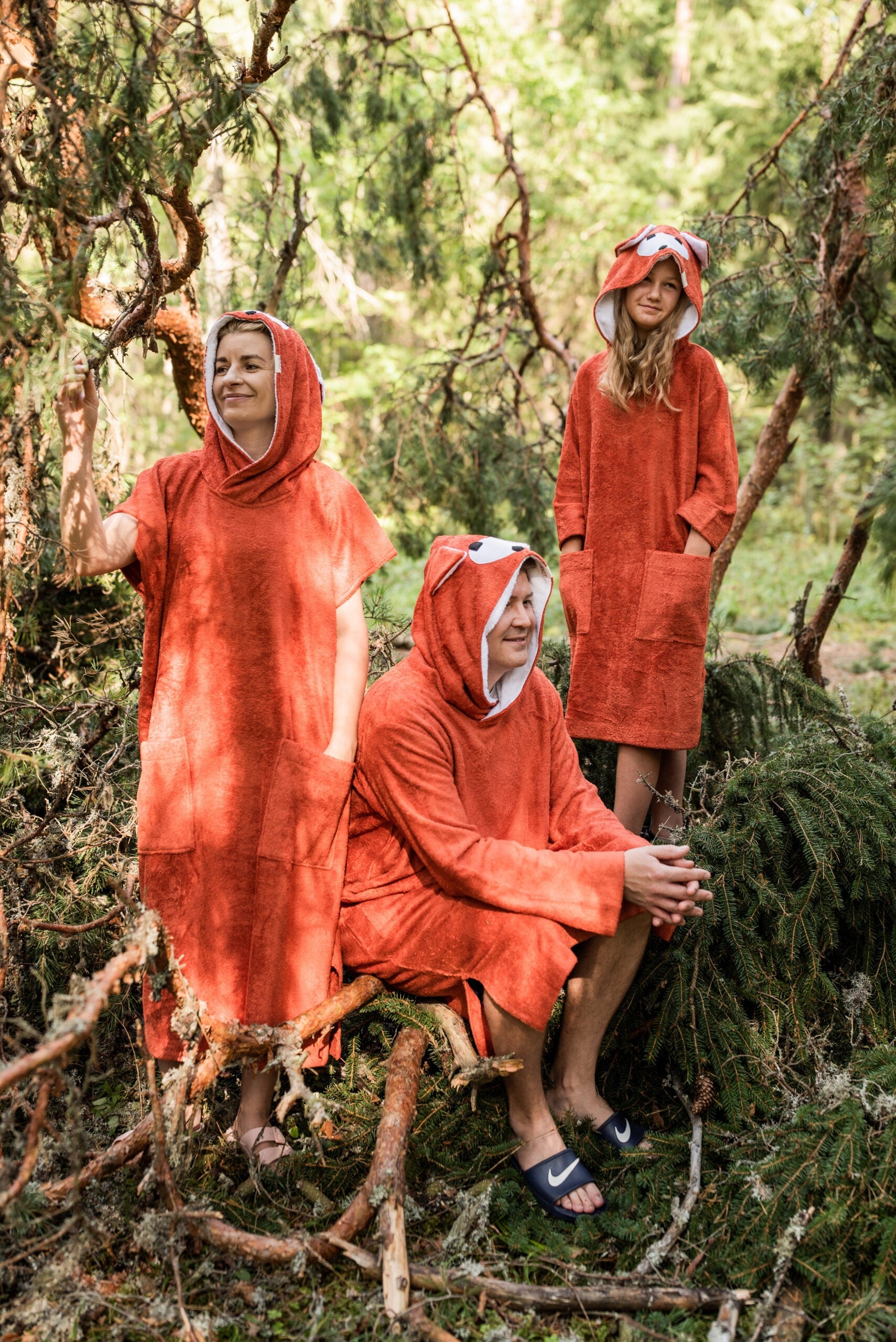 Short-Sleeve Poncho FOX for Adults - Bamboo Terry